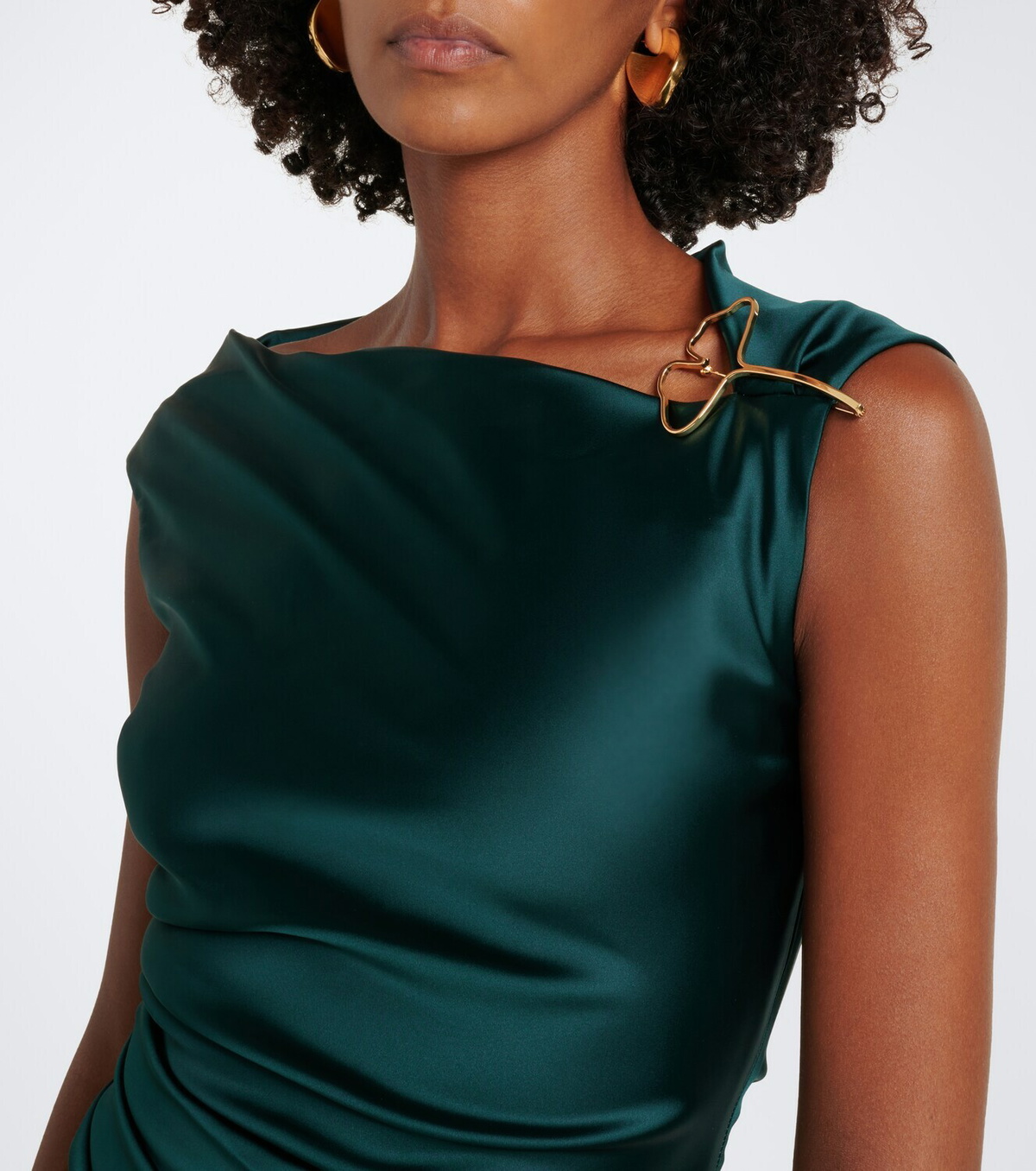 Max Mara Ruched embellished satin cocktail dress