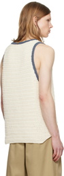 RICE NINE TEN Off-White Crochet Trim Tank Top
