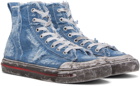 Diesel Blue & White S-Athos Mid Sneakers