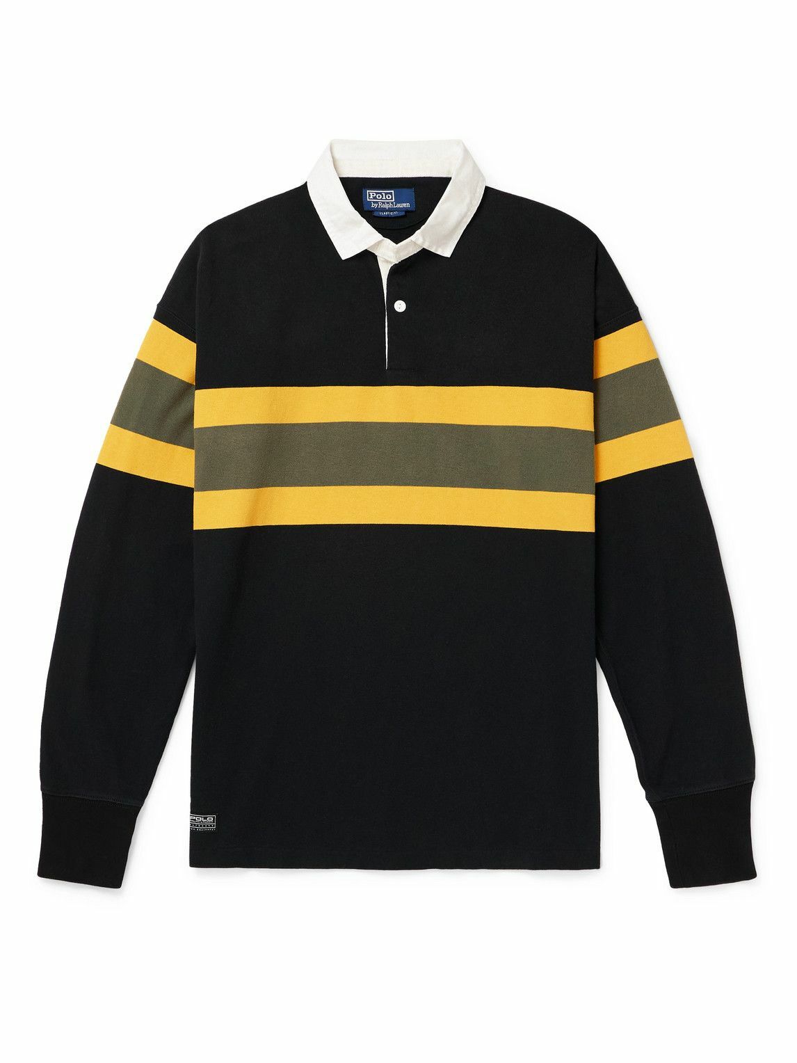 Polo Ralph Lauren - Poplin-Trimmed Striped Cotton Rugby Shirt - Black