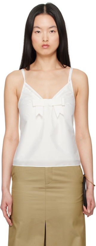 Photo: SHUSHU/TONG White Bow Tie Sling Top