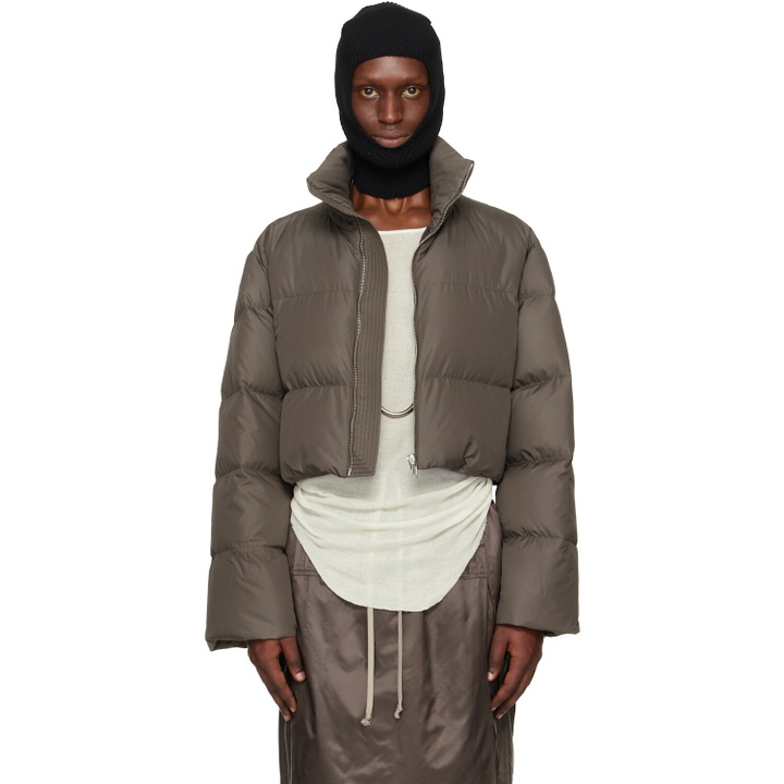 Photo: Rick Owens Moncler + Rick Owens Gray Cropped Cyclopic Down Jacket