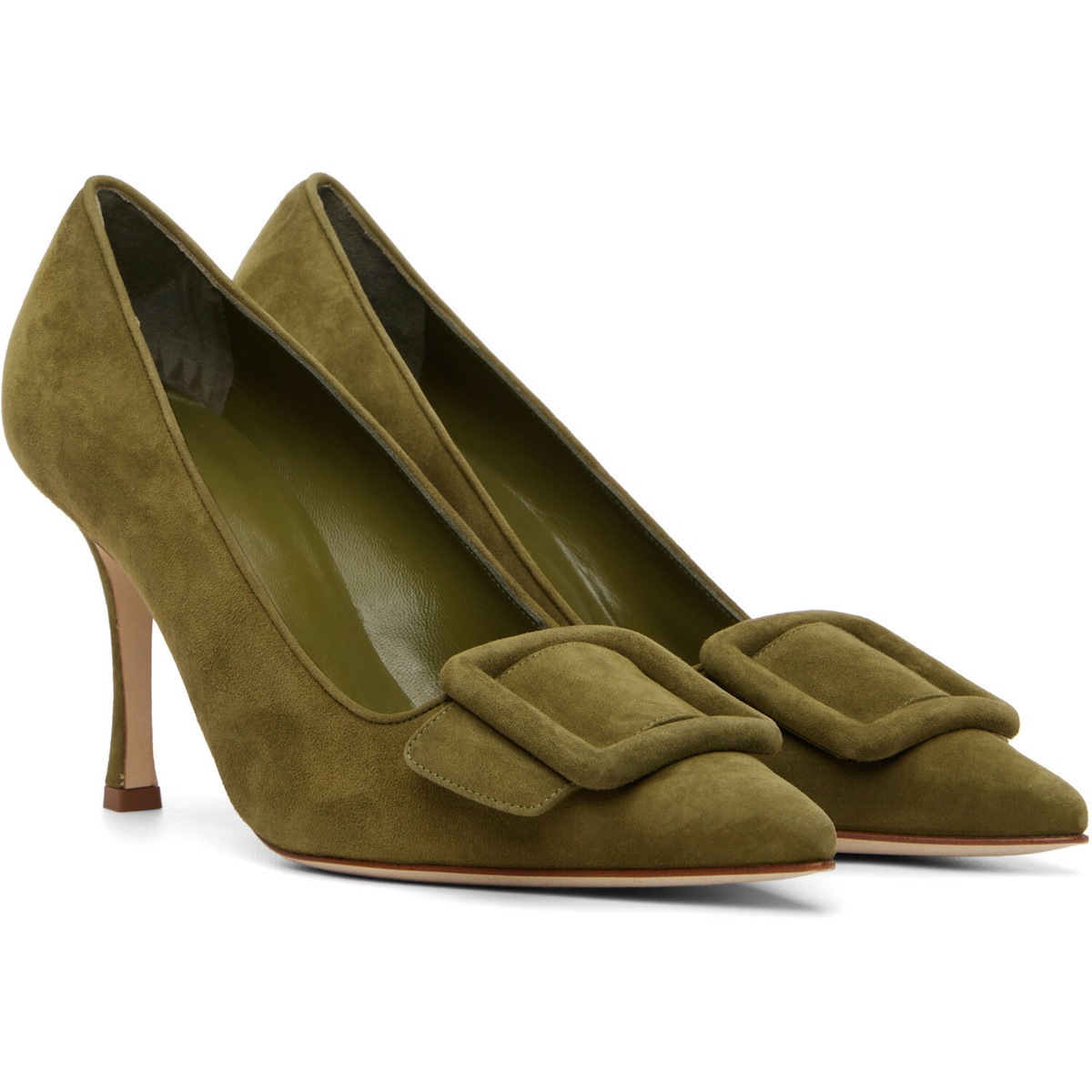 Manolo Blahnik Khaki Maysalepump 90 Heels