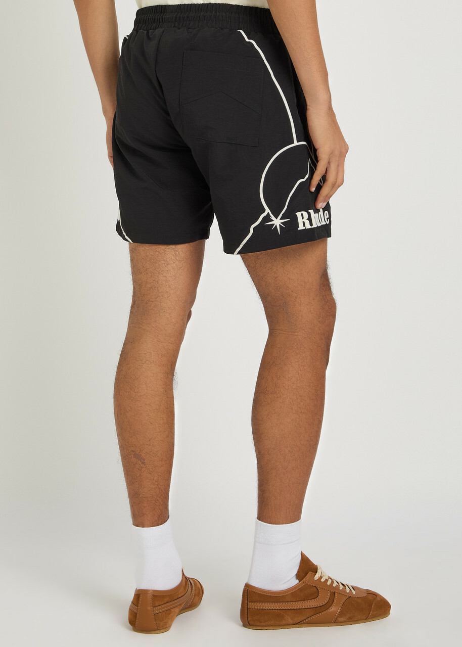 Rhude Moonlight Embroidered Shell Shorts Black