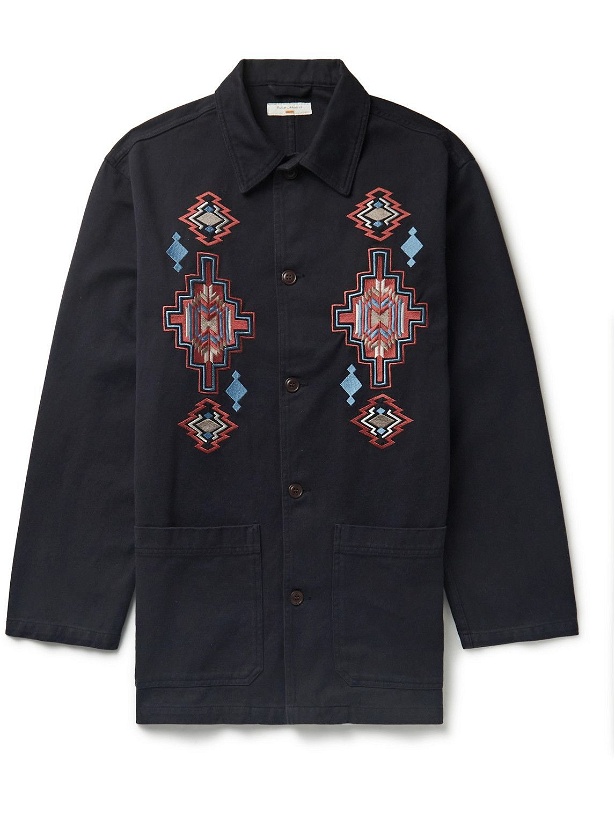 Photo: Nudie Jeans - Embroidered Cotton-Twill Coat - Blue