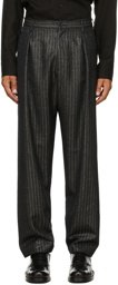 Sulvam Grey Glitter Stripe Tapered Trousers