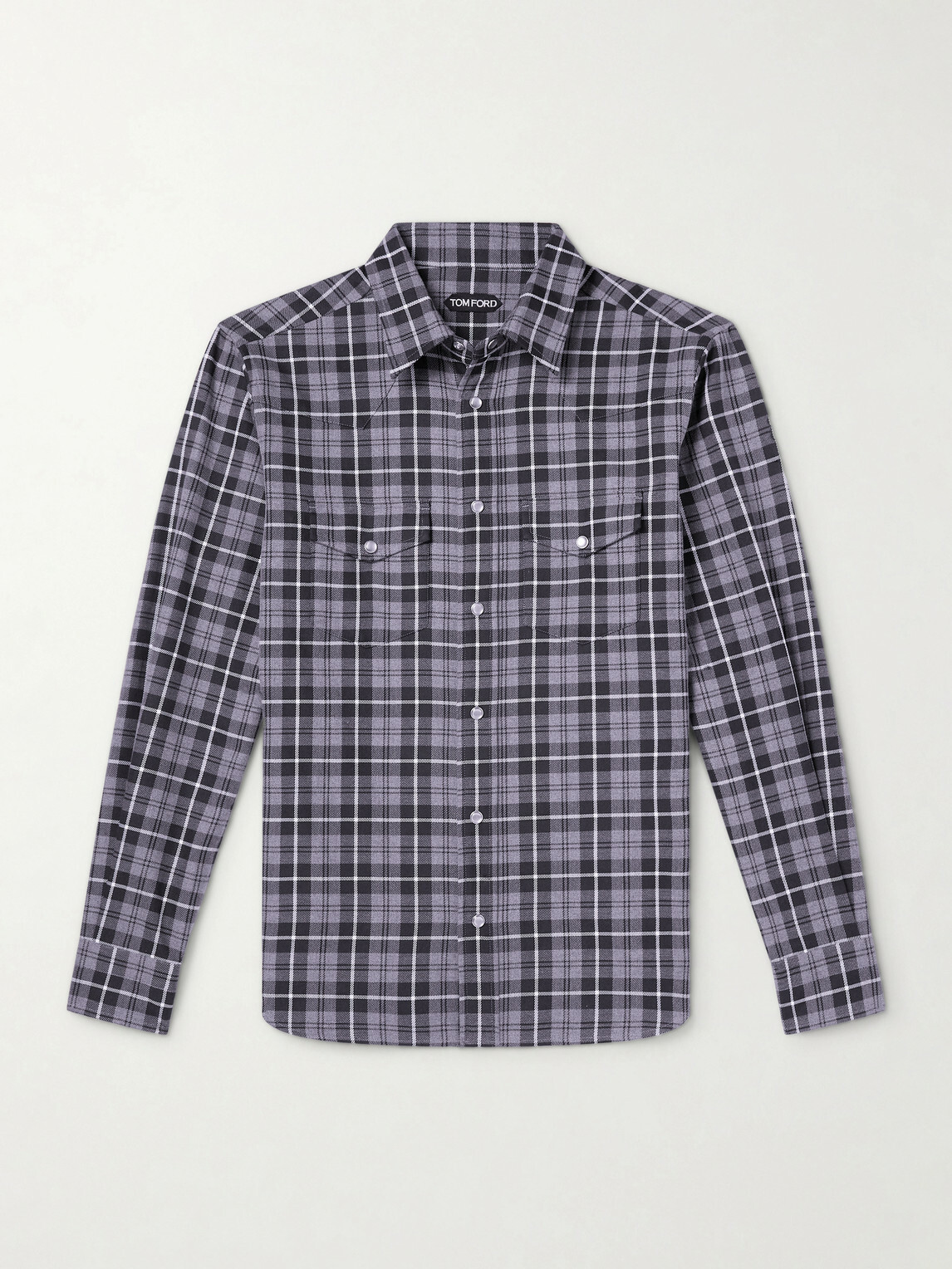 TOM FORD - Checked Cotton-Twill Shirt - Gray