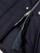 Zegna - Suede-Trimmed TECHMERINO™ Wool Hooded Down Parka - Blue