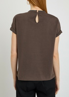 Brunello Cucinelli Crystal-embellished Stretch-cotton T-shirt Dark Brown