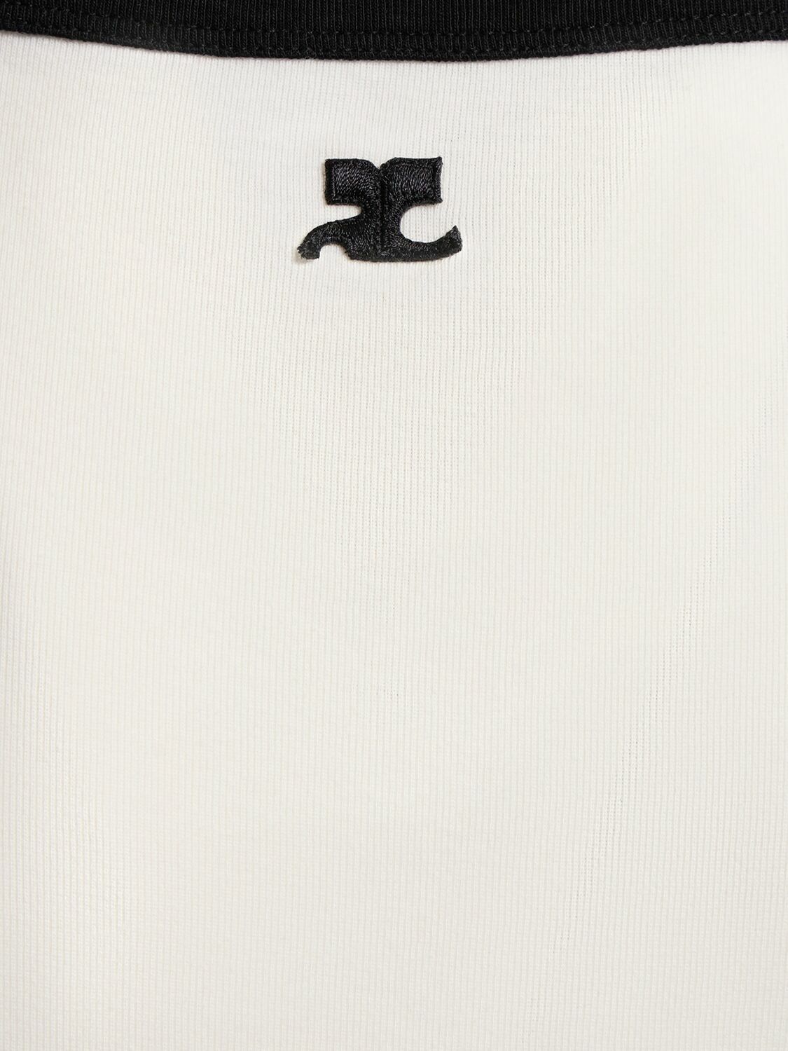 COURREGES - Logo Embroidery Cotton Tank Top W/buckle Courreges