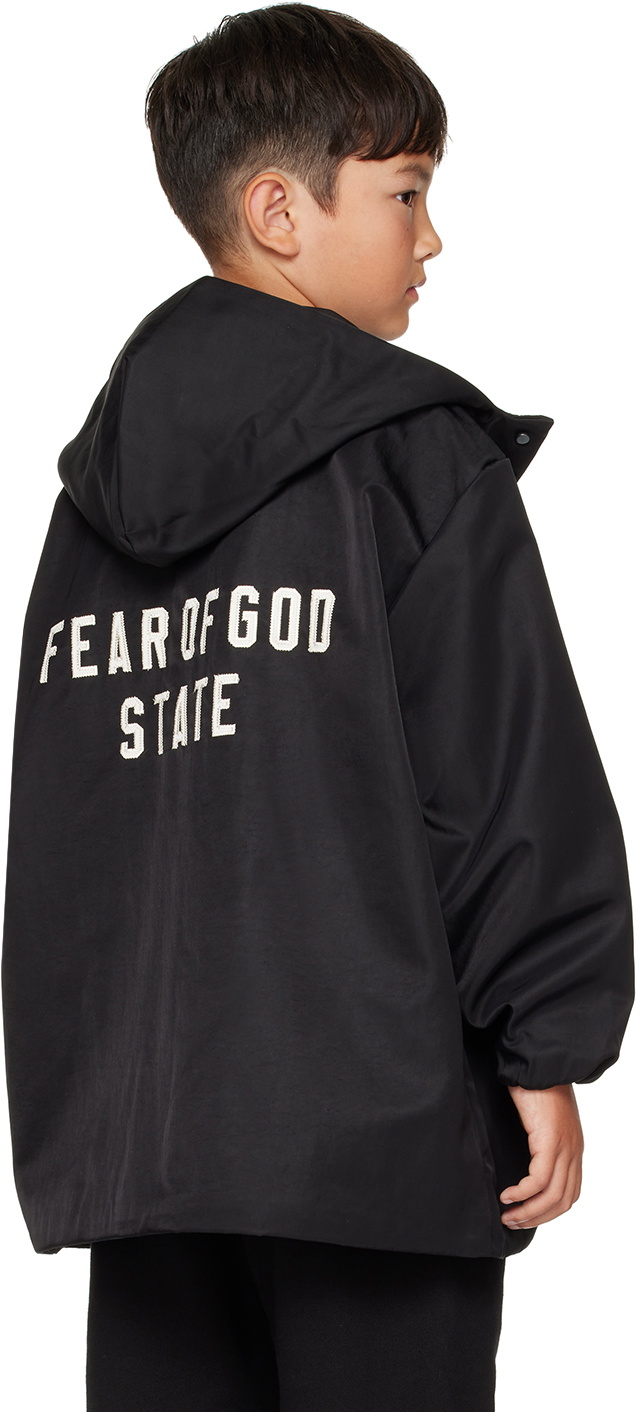 Fear of God ESSENTIALS Kids Black Textured Nylon Hooded Coaches