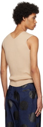 132 5. ISSEY MIYAKE Beige Ribbed Tank Top