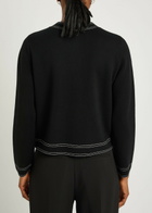 Tory Burch Topstitch Wool Cardigan Black