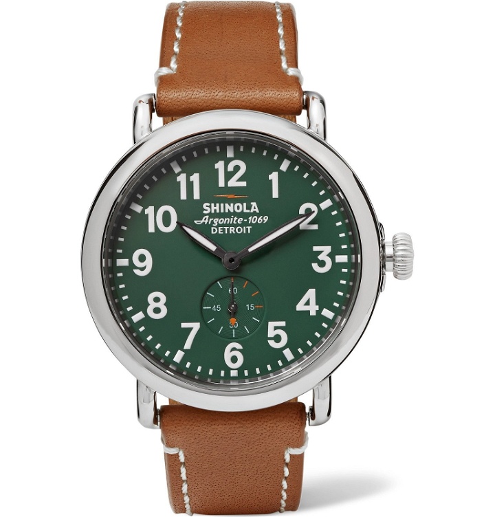 Photo: Shinola - The Runwell 41mm Stainless Steel and Leather Watch - Green