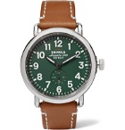 Shinola - The Runwell 41mm Stainless Steel and Leather Watch - Green