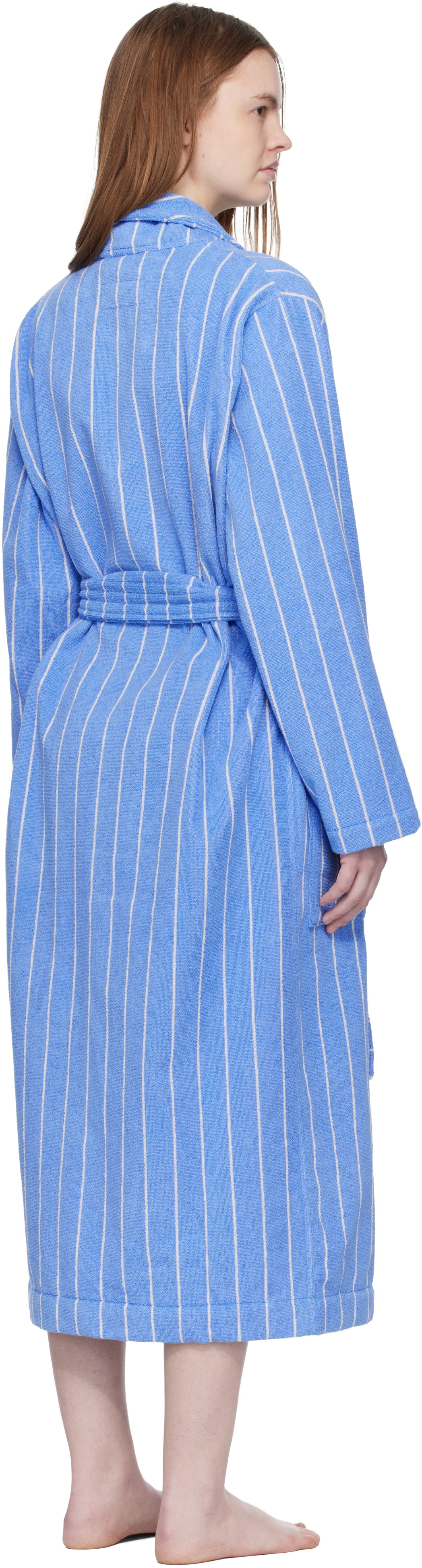 Tekla Blue & White Terry Classic Bathrobe