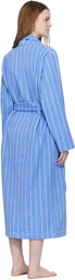 Tekla Blue & White Terry Classic Bathrobe