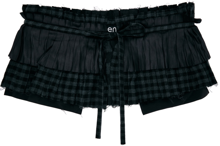 Photo: OPEN YY Black Pleats Layered Pocket Belt
