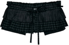 OPEN YY Black Pleats Layered Pocket Belt