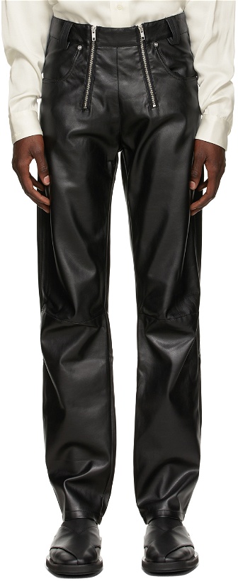 Photo: GmbH Black Faux-Leather Thor Trousers