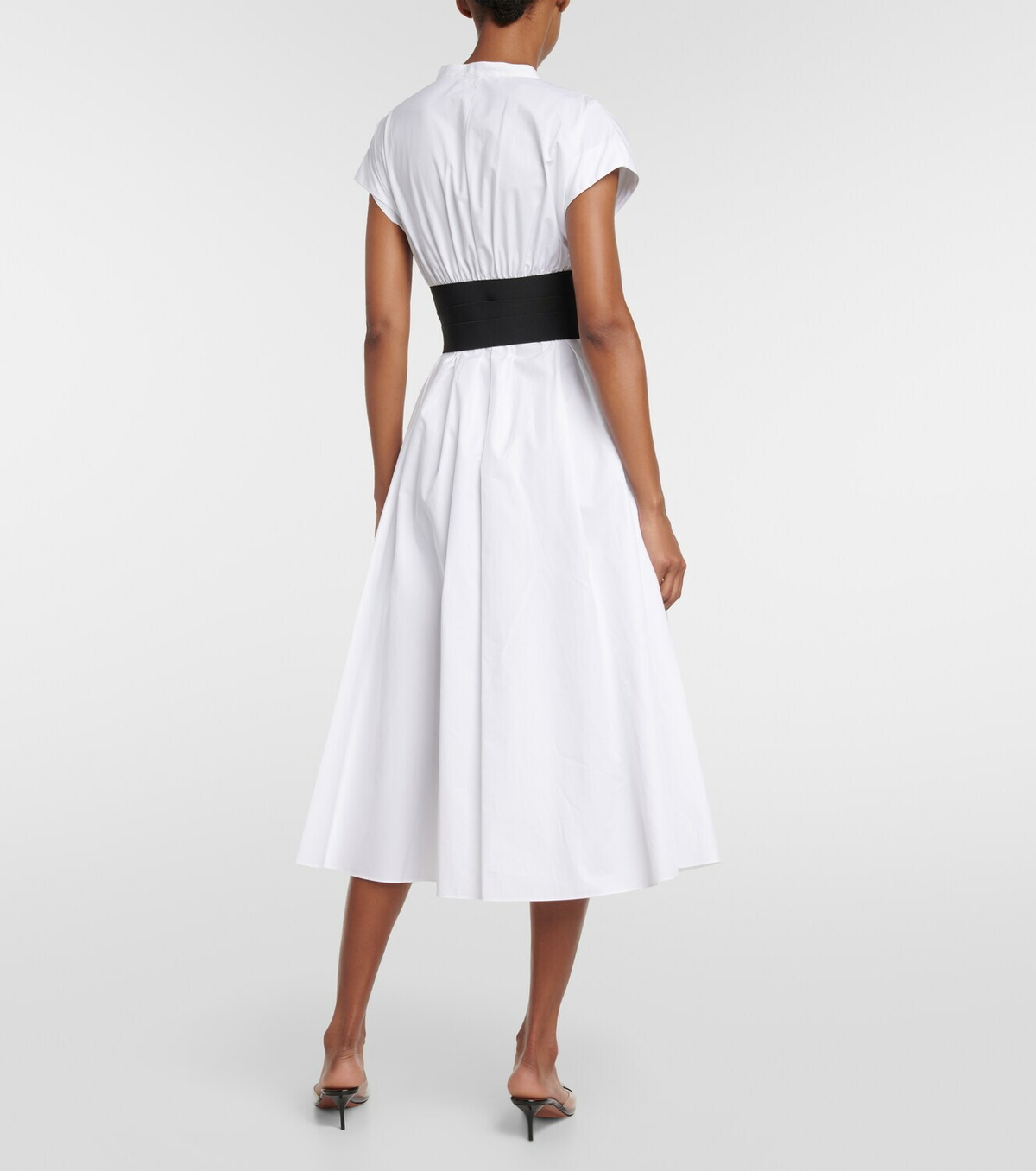 関税込 ALAIA Belted cotton poplin midi dress 634323 ALAÏA BLACK BELTED DRESS IN COTTON POPLIN |ALAÏA US