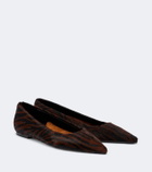 Aeyde Cassy zebra-print calf hair ballet flats