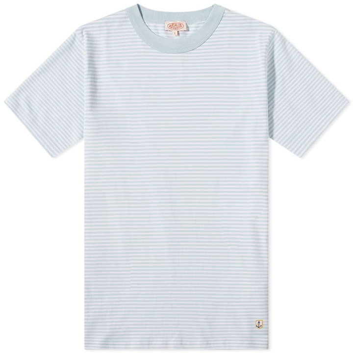 Photo: Armor-Lux Men's Fine Stripe T-Shirt in Cloud/White