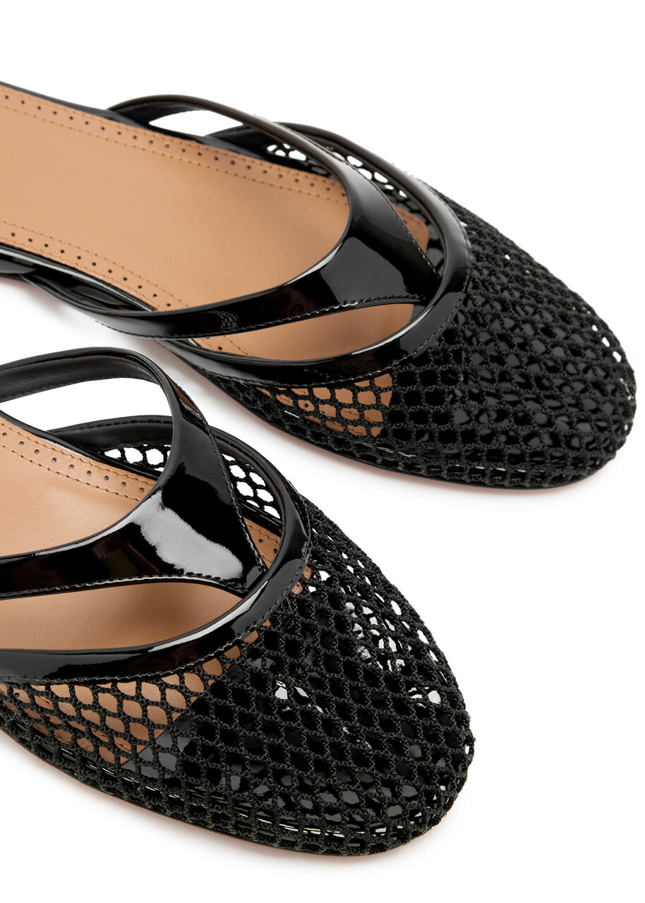 【関税&送料込】Alaia Infradito Alaïa Infradito Mesh and Patent Leather Mules Black ALAÏA