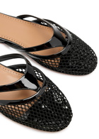 Alaïa Infradito Mesh and Patent Leather Mules Black