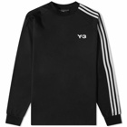 Y-3 3 Stripe Long Sleeve T-Shirt in Black/Off White