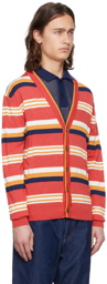 Maison Kitsuné Red Striped Cardigan