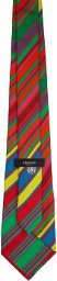 Versace Multicolor GV Pinstripe Print Neck Tie