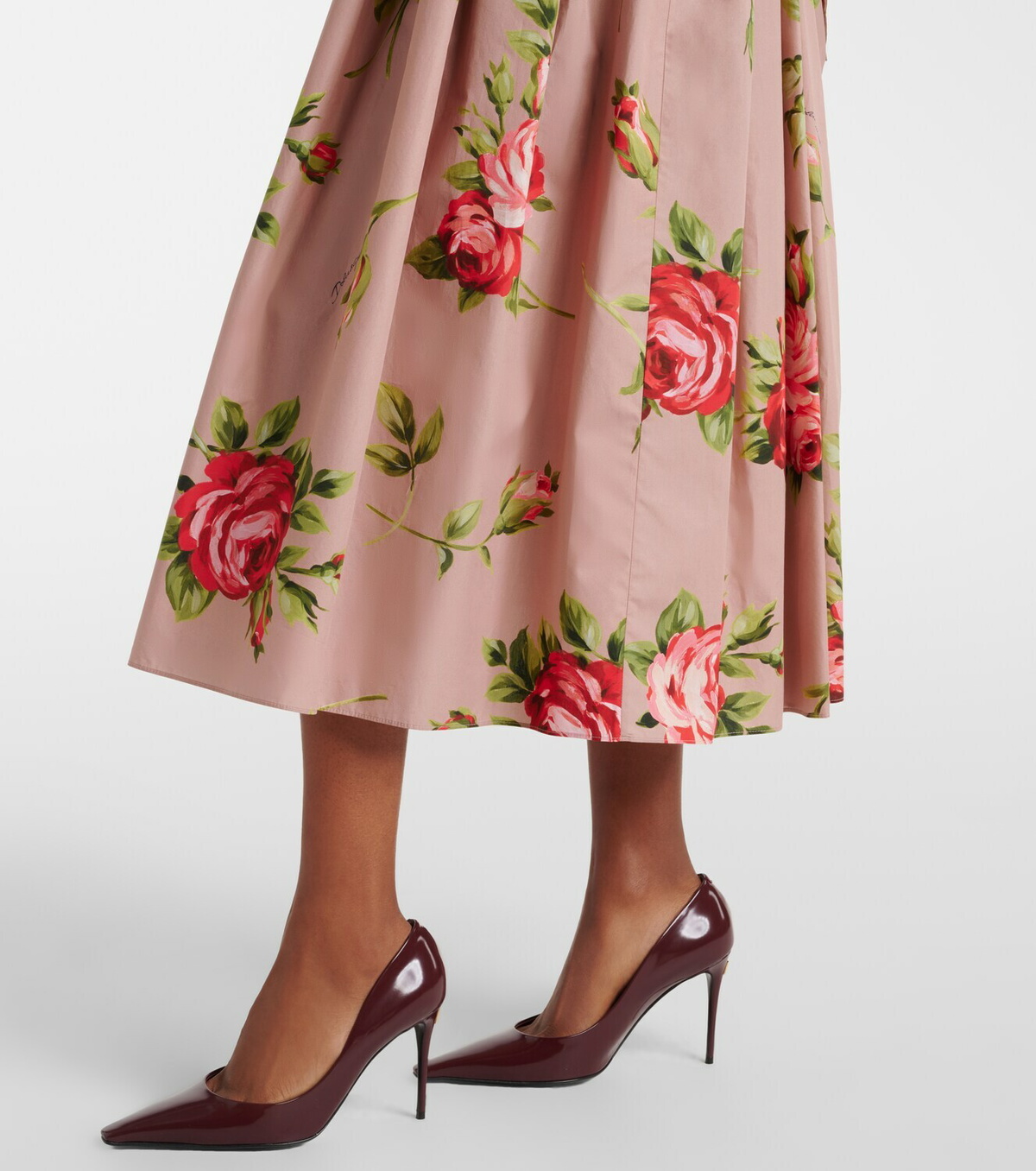Dolce&Gabbana Floral belted cotton midi dress
