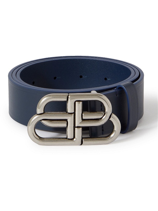 Photo: Balenciaga - 3.5cm Logo-Embellished Leather Belt - Blue