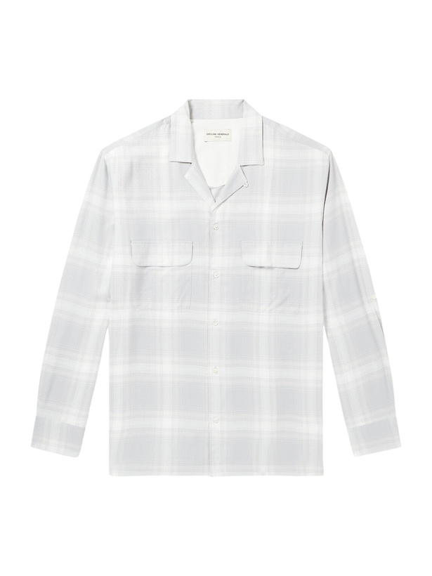 Photo: Officine Générale - Leto Camp-Collar Checked Twill Shirt - Gray