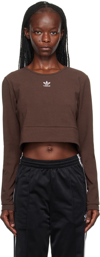 Photo: adidas Originals Brown Essentials Rib Long Sleeve T-Shirt