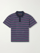 Rag & Bone - Striped Cotton-Piqué Polo Shirt - Blue