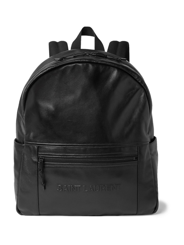 Photo: SAINT LAURENT - Logo-Embossed Leather Backpack - Black