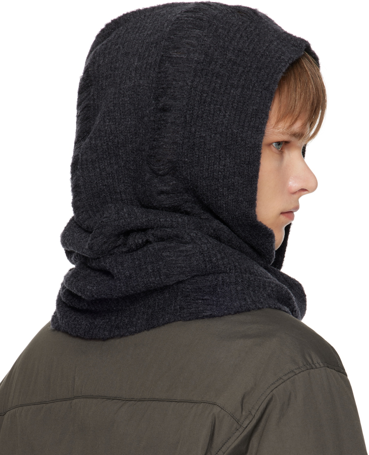 YOHJI YAMAMOTO Black Wool Balaclava Hood