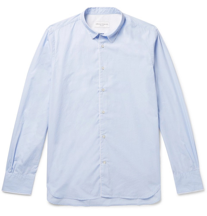 Photo: Officine Generale - Piped Cotton Shirt - Men - Sky blue