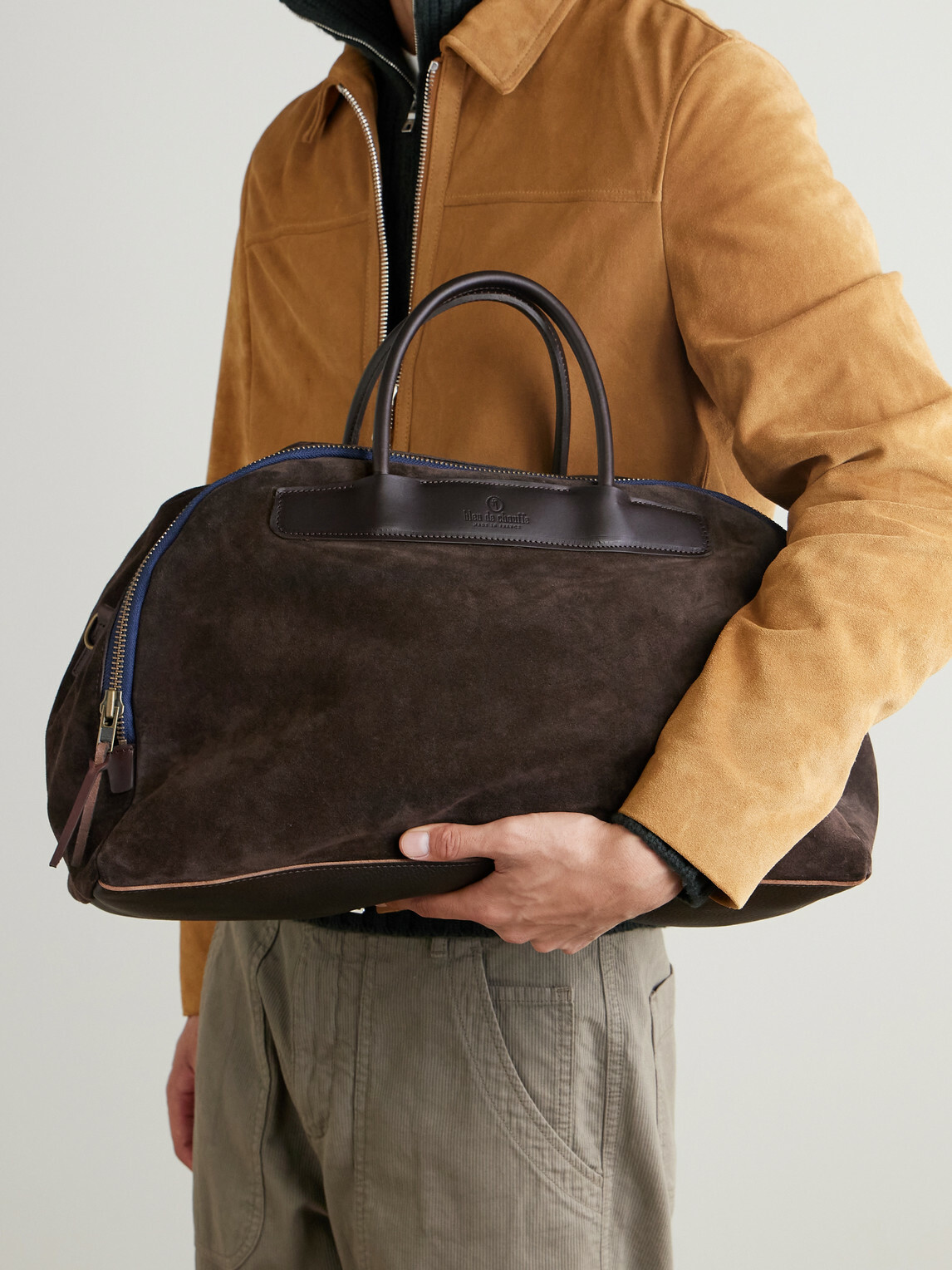 Bleu de Chauffe - Leather-Trimmed Suede Weekend Bag