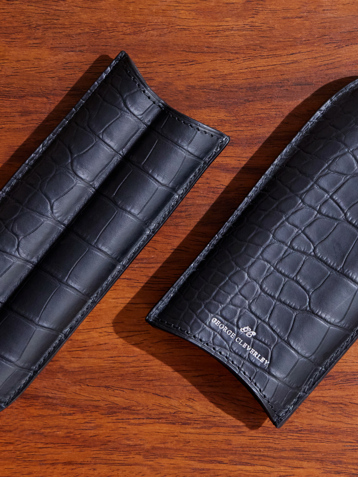 George Cleverley - Croc-Embossed Leather Cigar Holder - Black