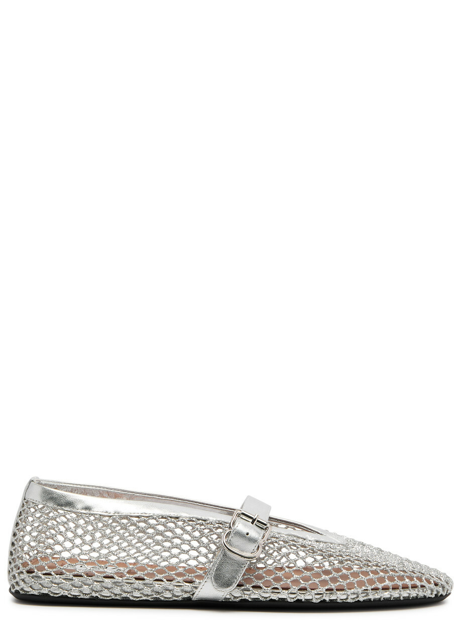 Alaïa Metallic Mesh Ballet Flats Silver