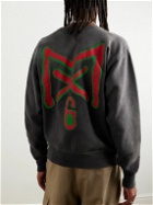 SAINT Mxxxxxx - Distressed Logo-Print Cotton-Jersey Sweatshirt - Gray