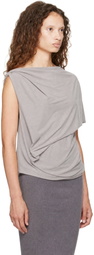Entire Studios Gray Lycra Side Drape Top