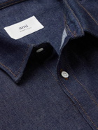 AMI PARIS - Logo-Embroidered Denim Shirt - Blue