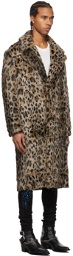 AMIRI Beige & Black Faux Leopard Fur Coat