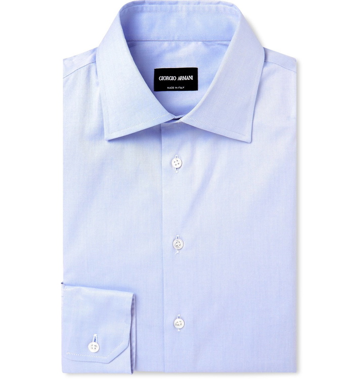 Photo: Giorgio Armani - Light-Blue Cotton Shirt - Blue