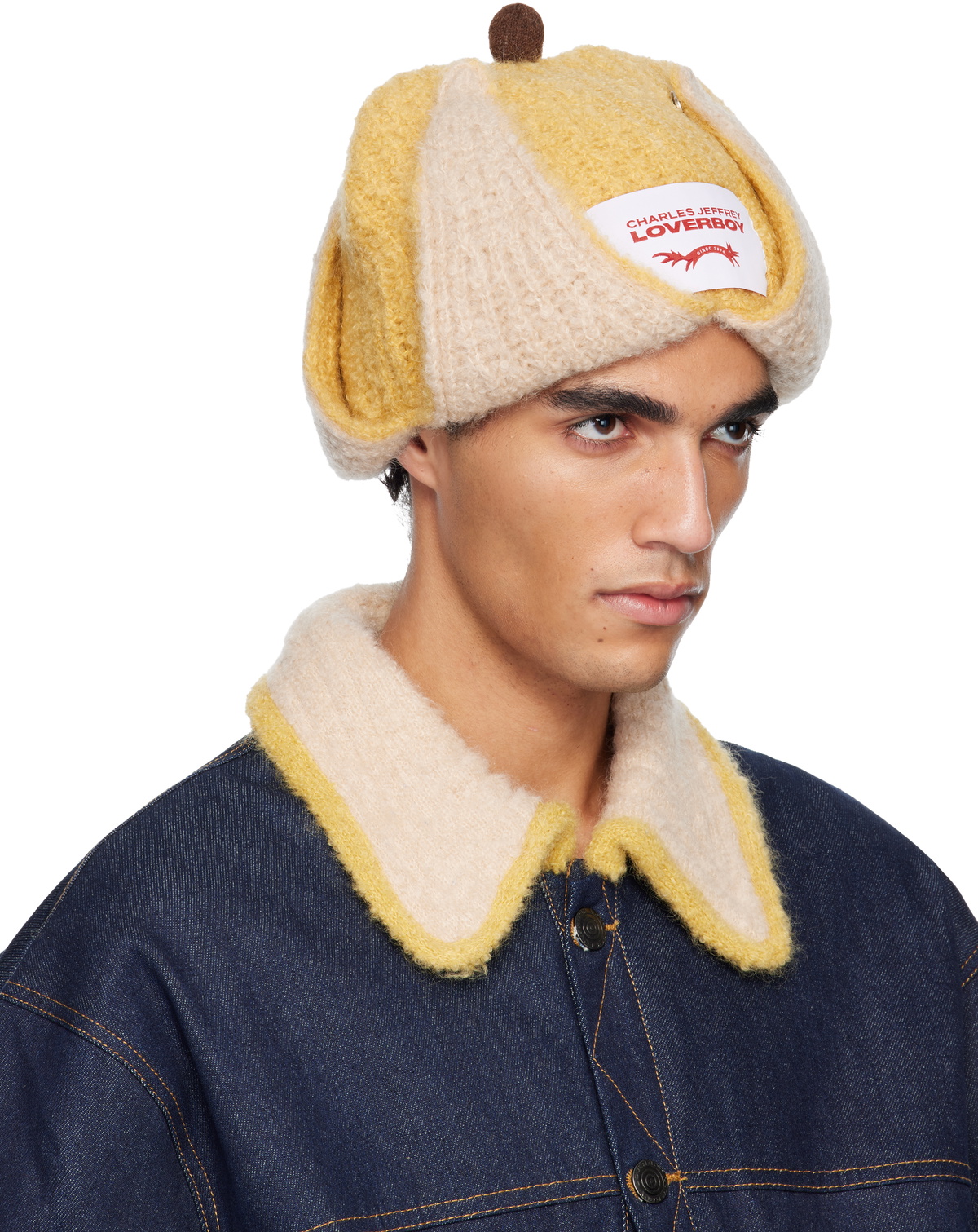 帽子 CHARLES JEFFREY LOVERBOY BANANA BEANIE Charles Jeffrey LOVERBOY Yellow Mohair Chunky Banana Beanie