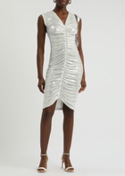Norma Kamali Metallic Ruched Stretch-jersey Mini Dress Silver